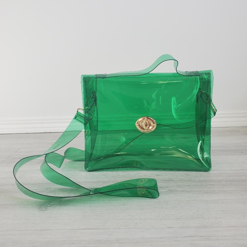 Clear Green PVC Turn Lock Bag